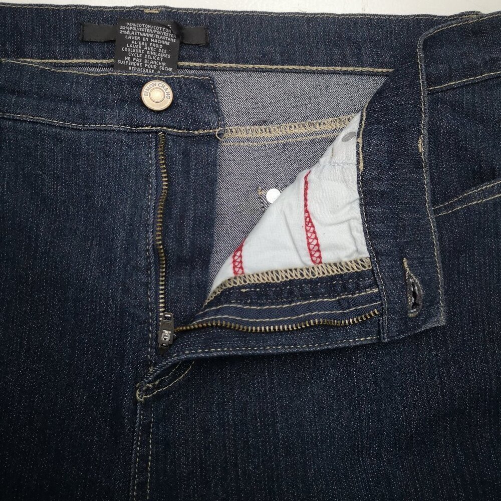 Simon Chang Denim Ladies Size 16 Dark Wash Straight Leg Blue Jeans - Picture 9 of 13